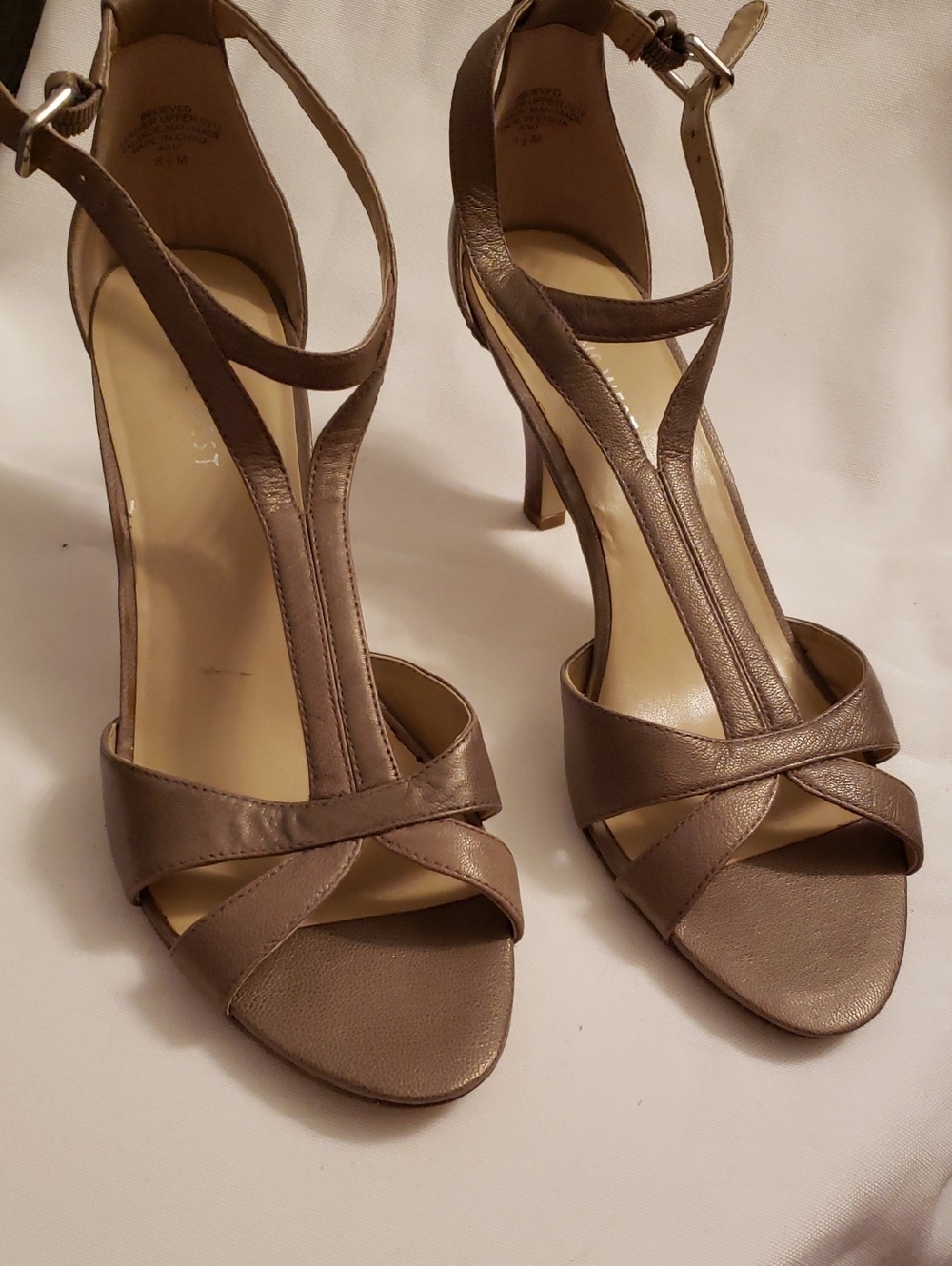 Nine West Taupe Strappy High Heel Sandals